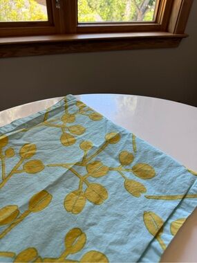 Blue and Yellow Botanical Table Runner/ Fabric by Unison